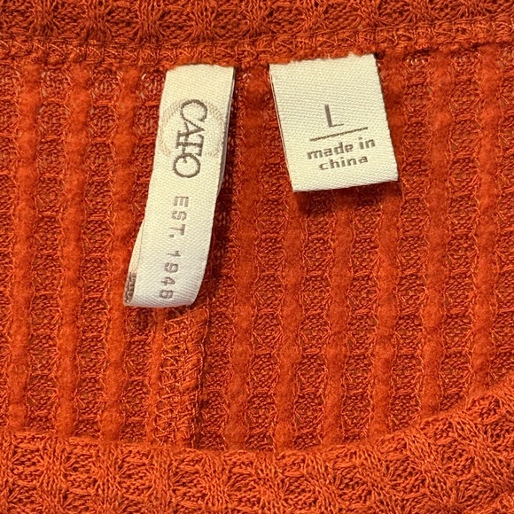 EUC Cato Burnt Orange Size L Waffle Knit Top “I’ll Drink To That Whiskey” - Picture 6 of 11